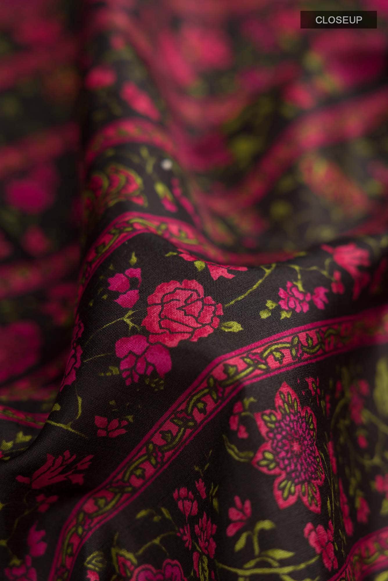 Black Printed Silk Saree