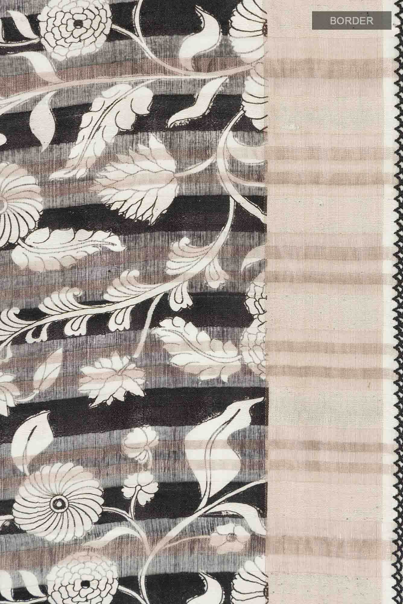 Black Bhagalpuri Tussar Silk Saree