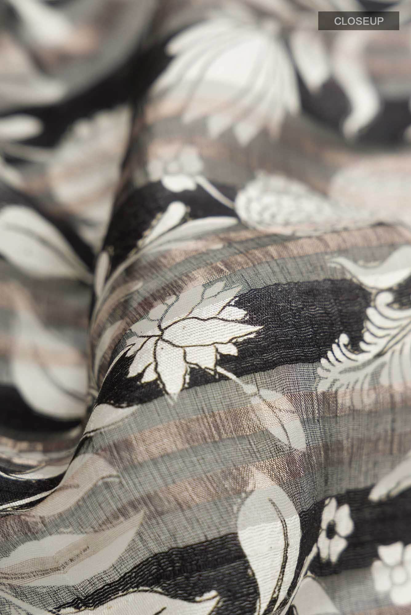 Black Bhagalpuri Tussar Silk Saree