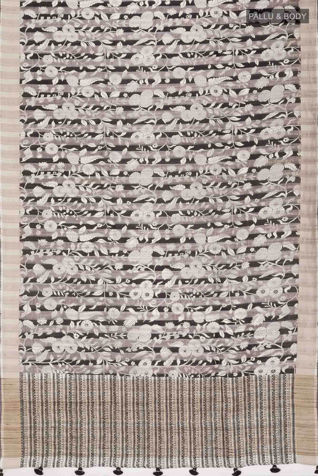 Black Bhagalpuri Tussar Silk Saree
