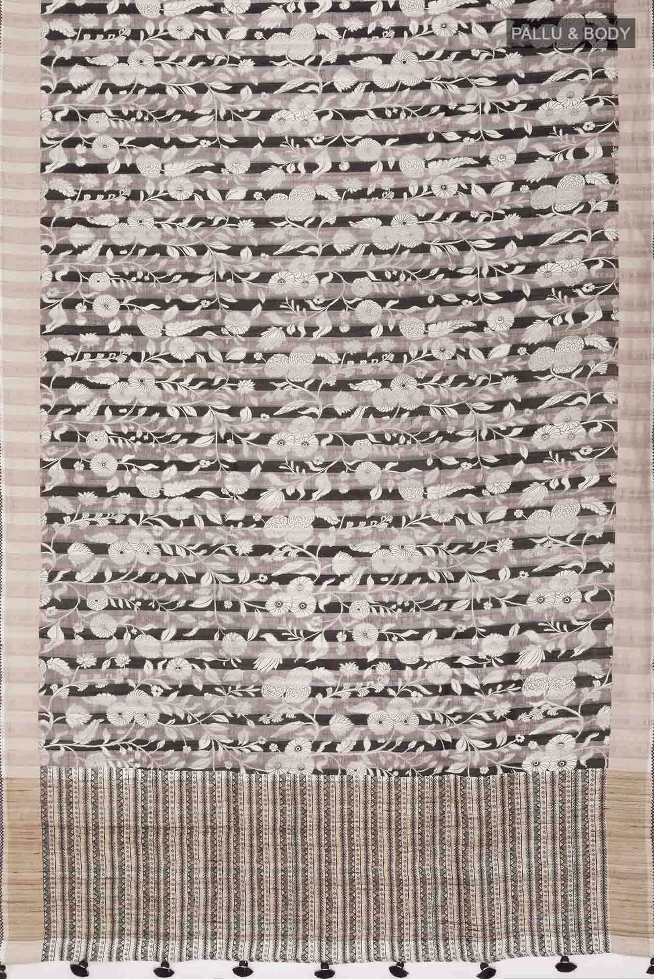 Black Bhagalpuri Tussar Silk Saree