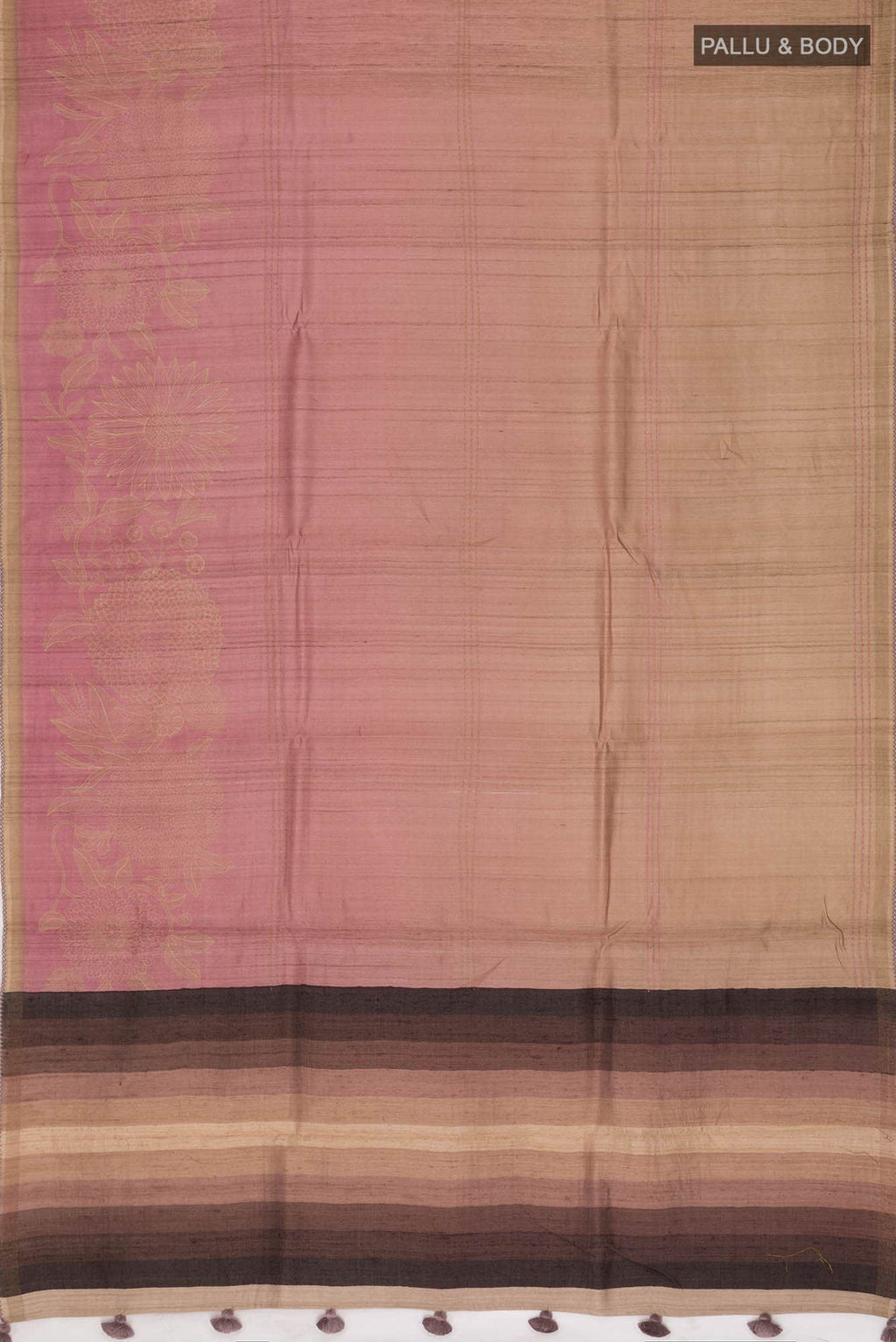 Beige Bhagalpuri Tussar Silk Saree