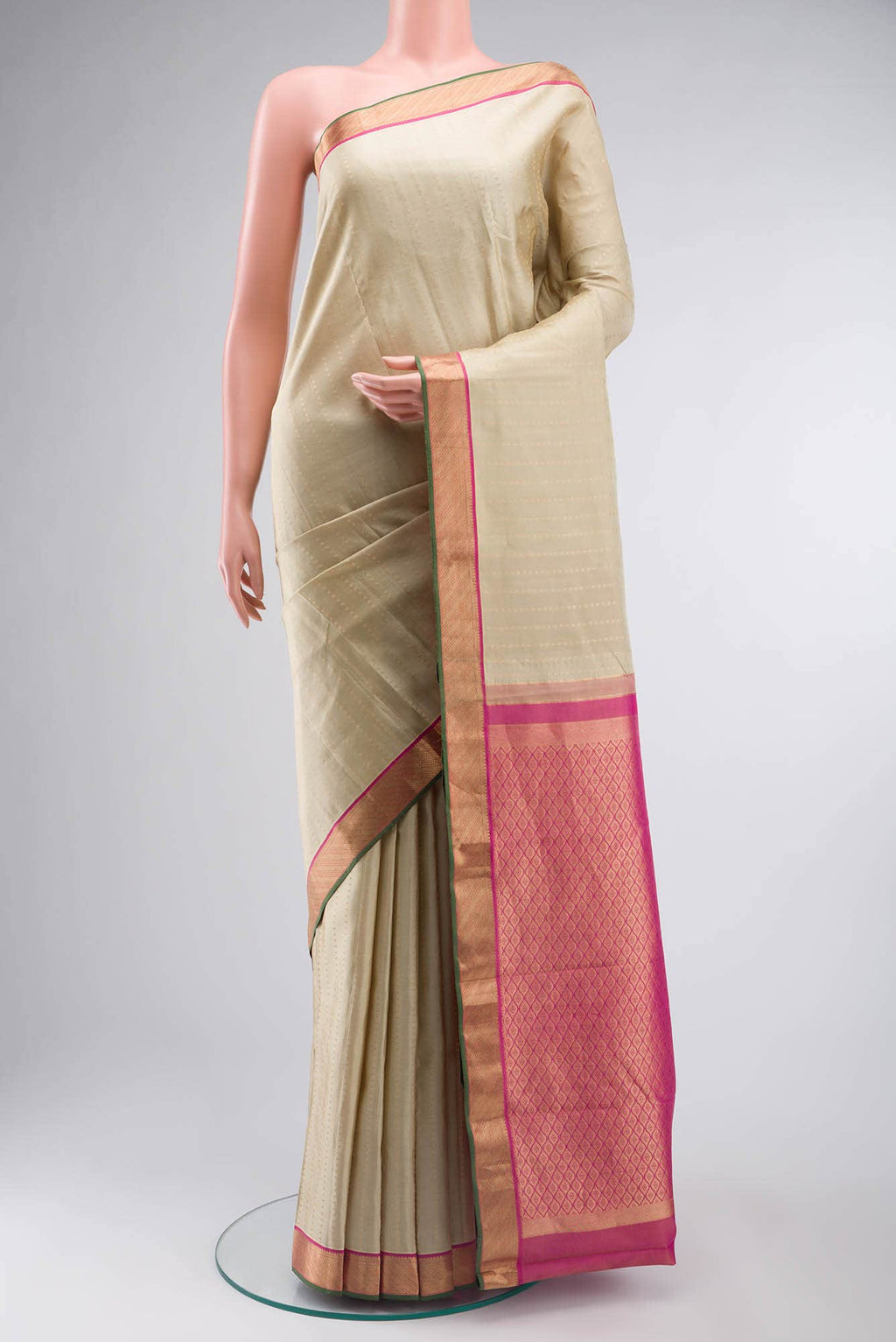 Beige Kanchipuram Silk Saree