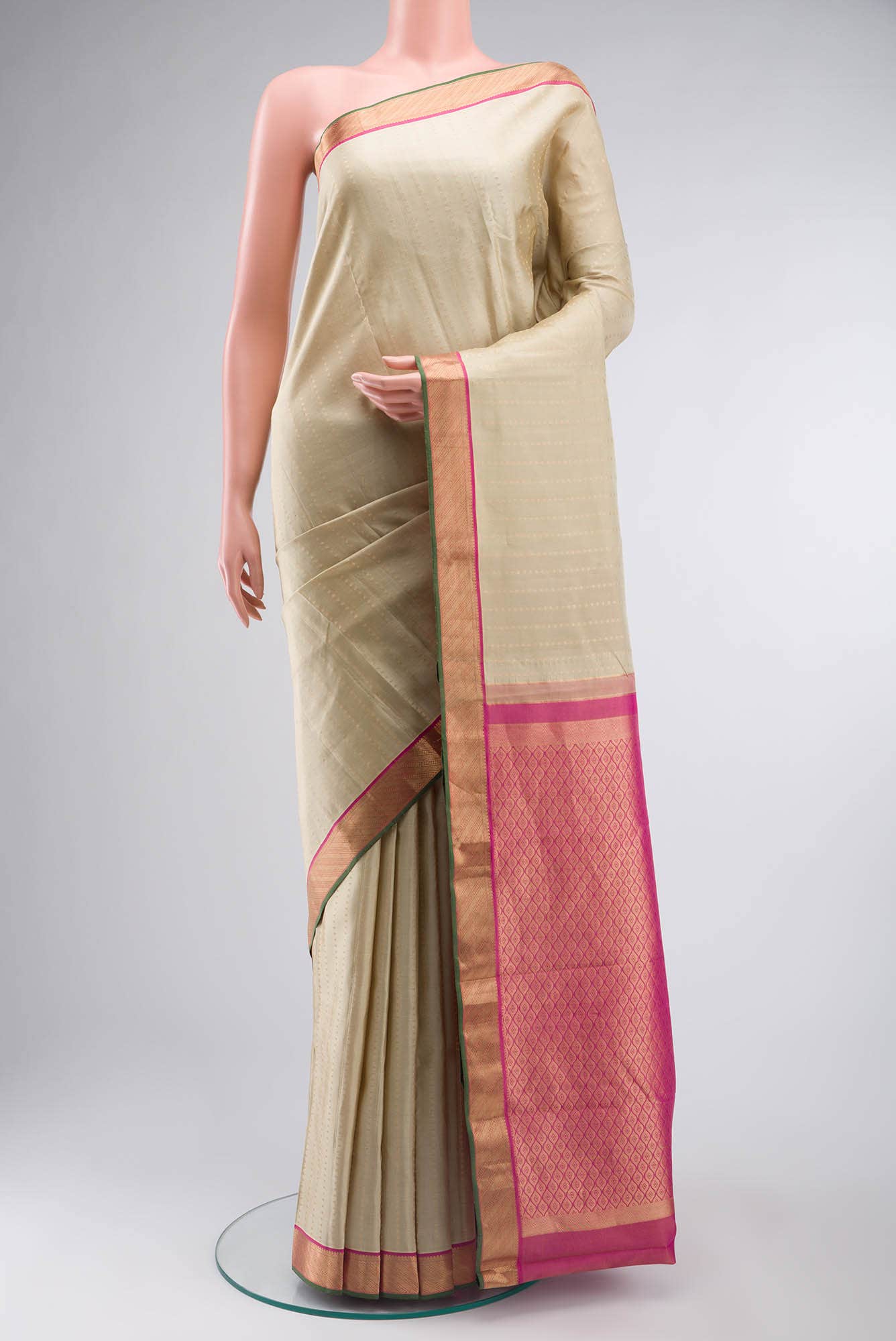 Beige Kanchipuram Silk Saree