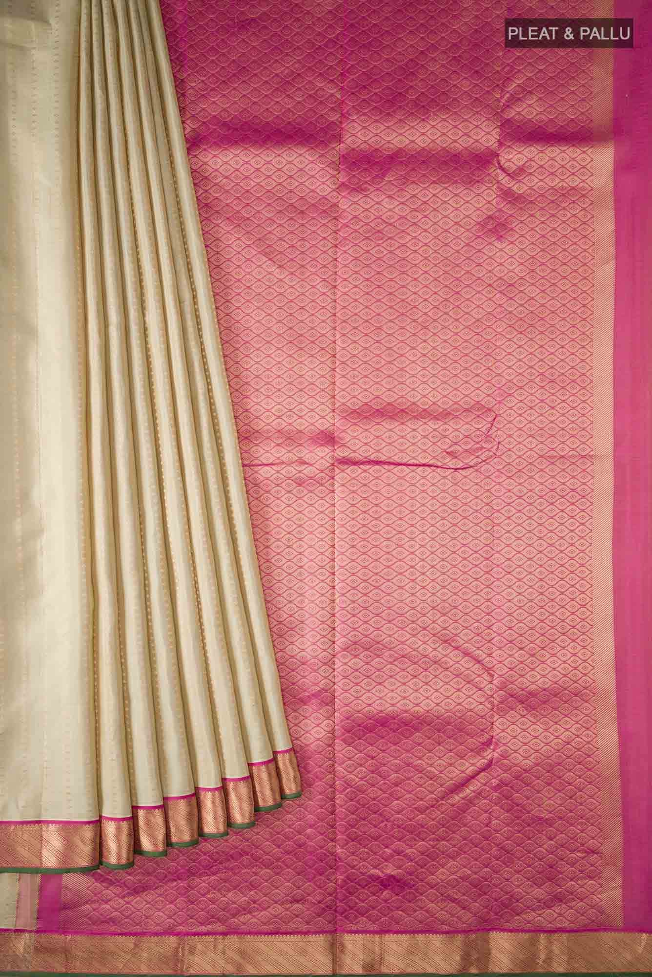 Beige Kanchipuram Silk Saree