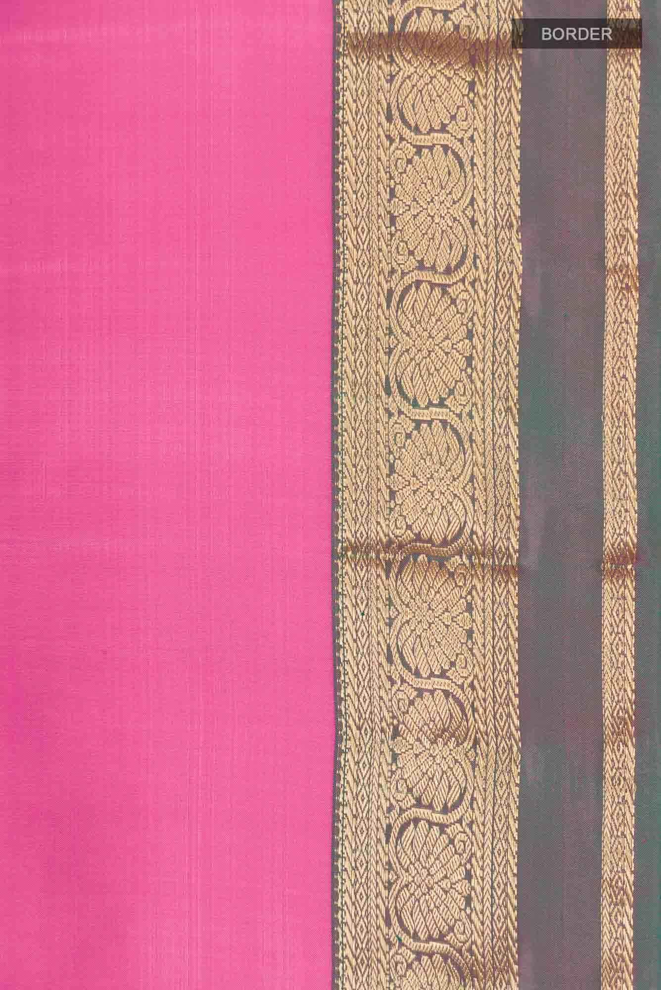 Rose pink Kanchipuram Silk Saree