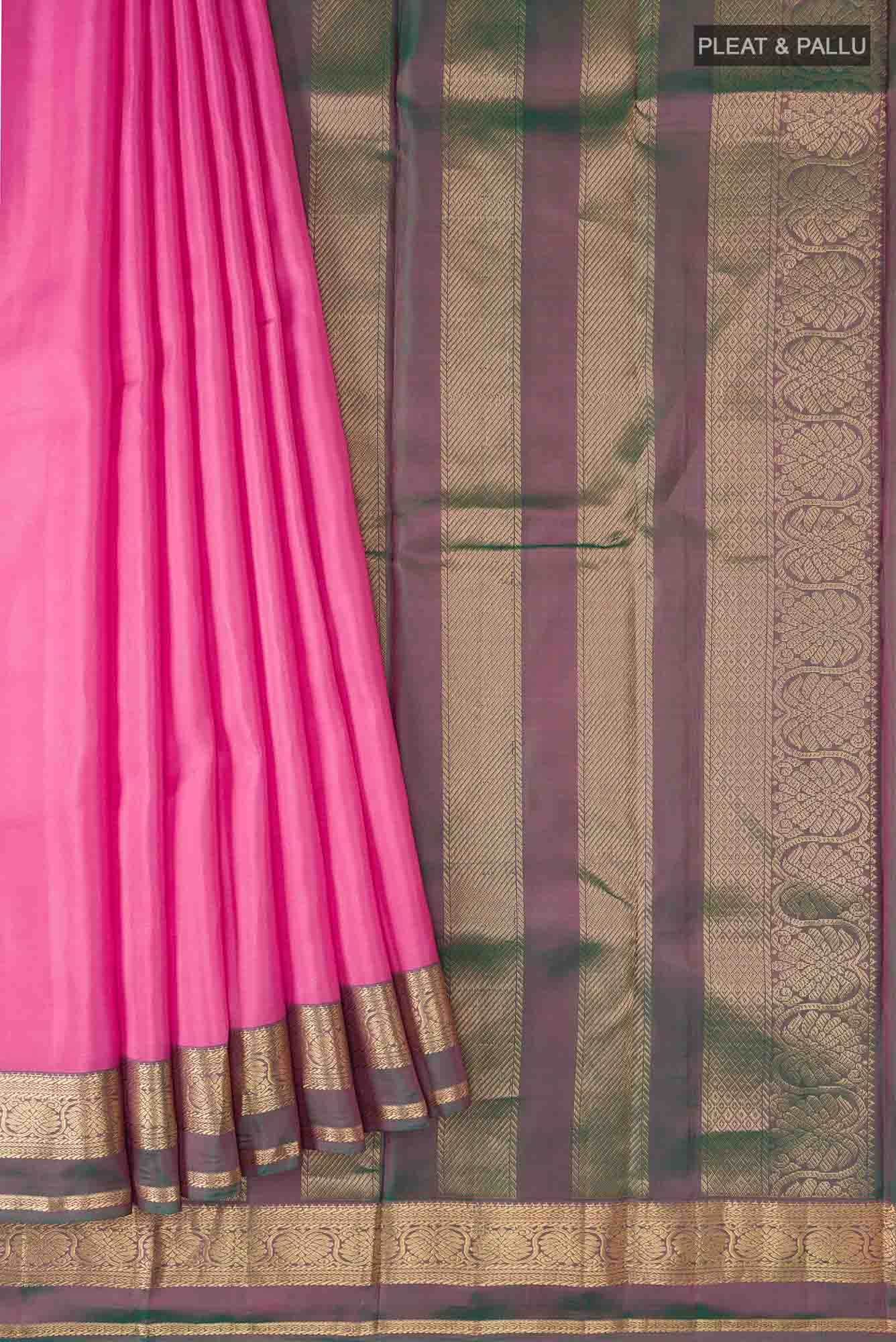 Rose pink Kanchipuram Silk Saree