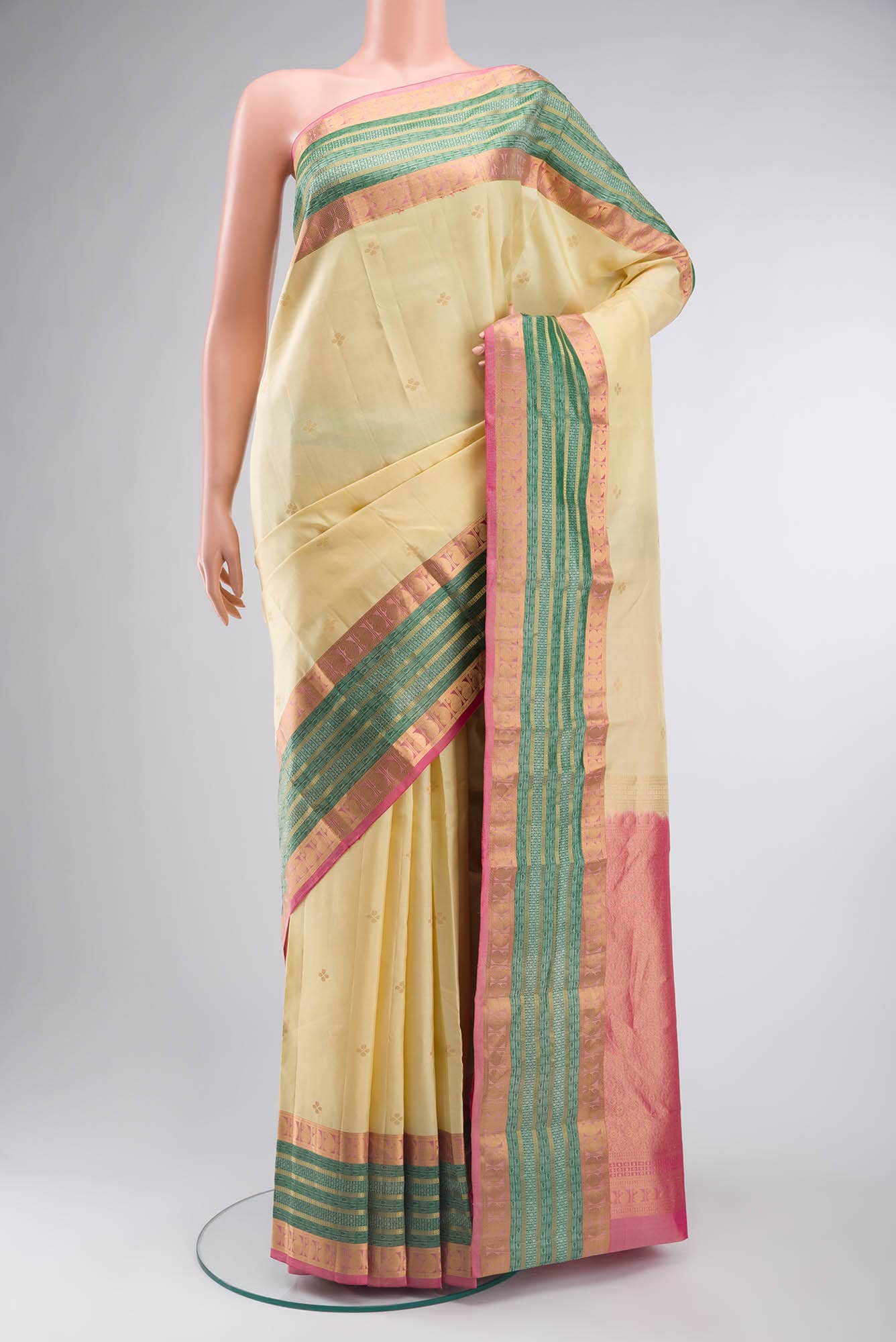 Beige Kanchipuram Silk Saree