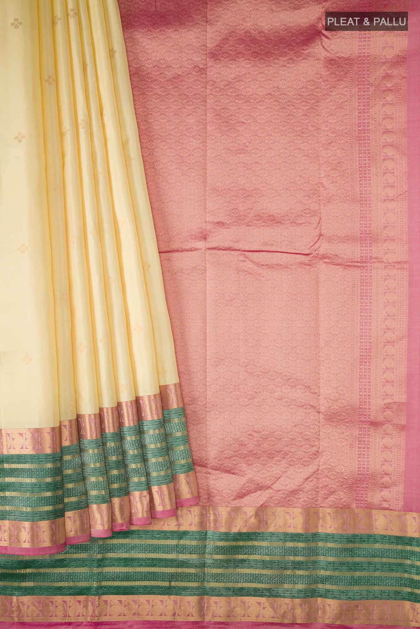 Beige Kanchipuram Silk Saree