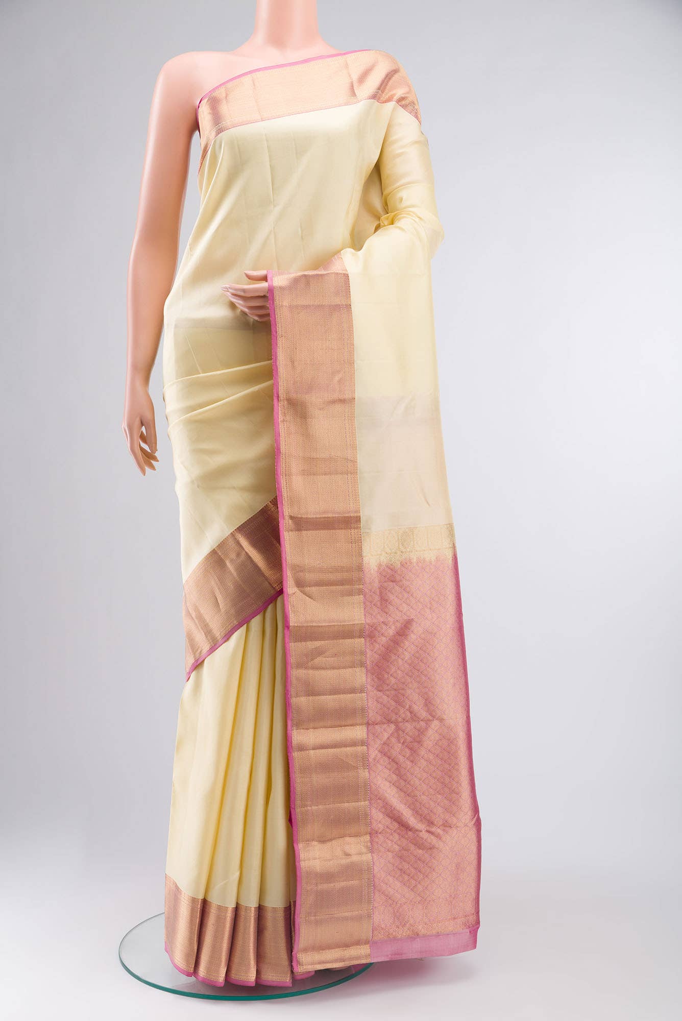 Beige Kanchipuram Silk Saree