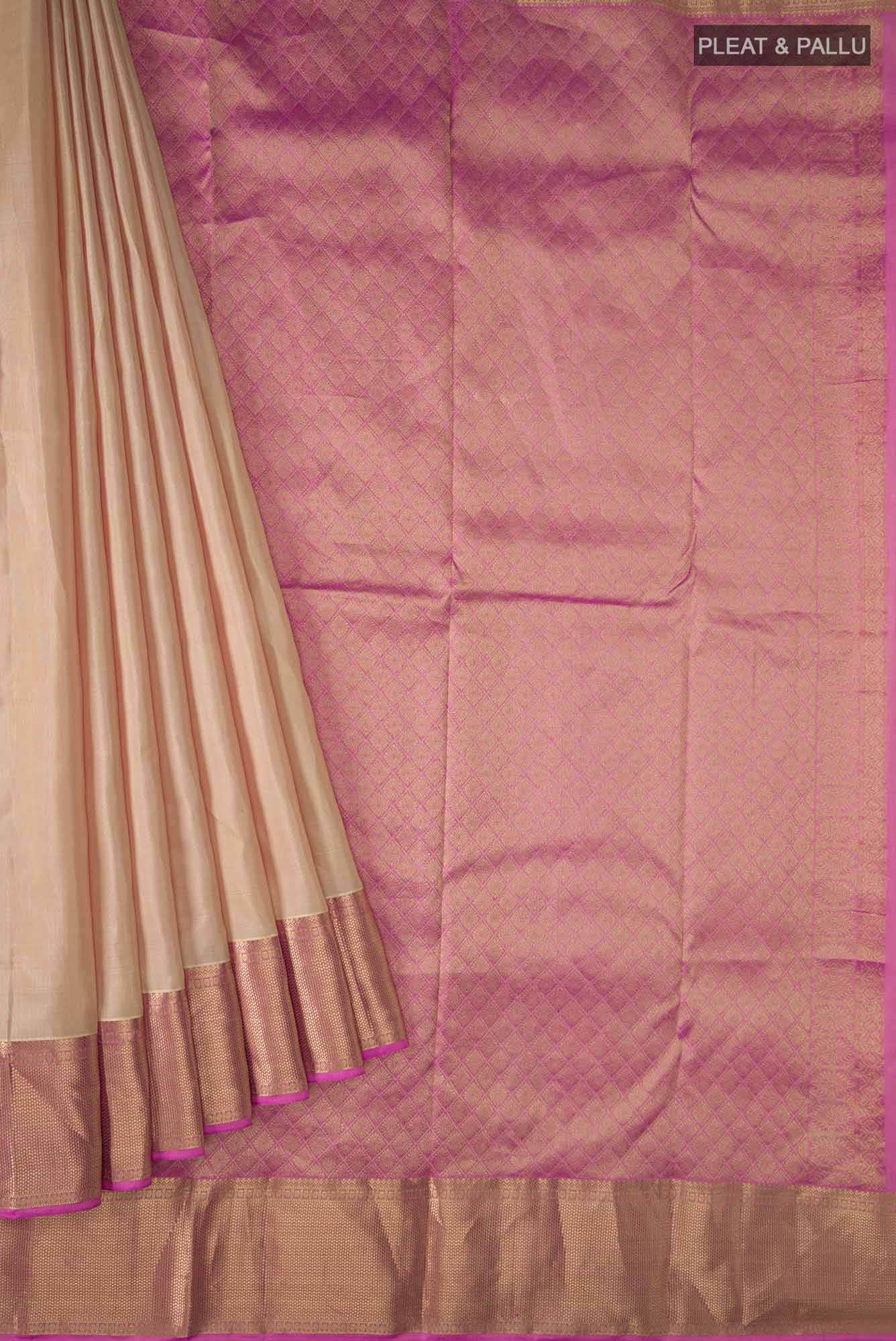 Beige Kanchipuram Silk Saree