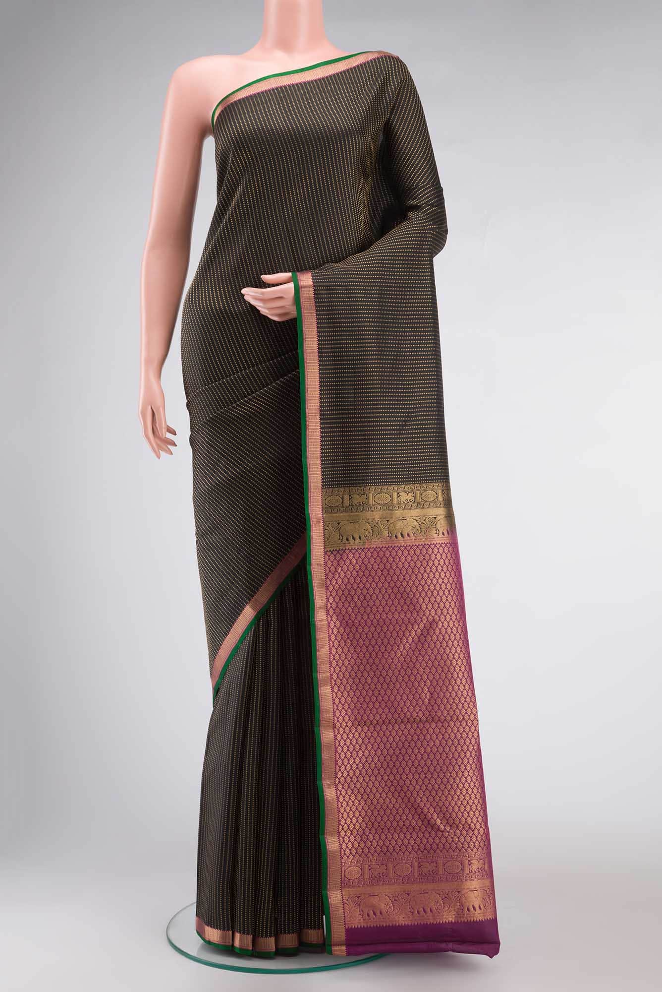 Black Kanchipuram Silk Saree