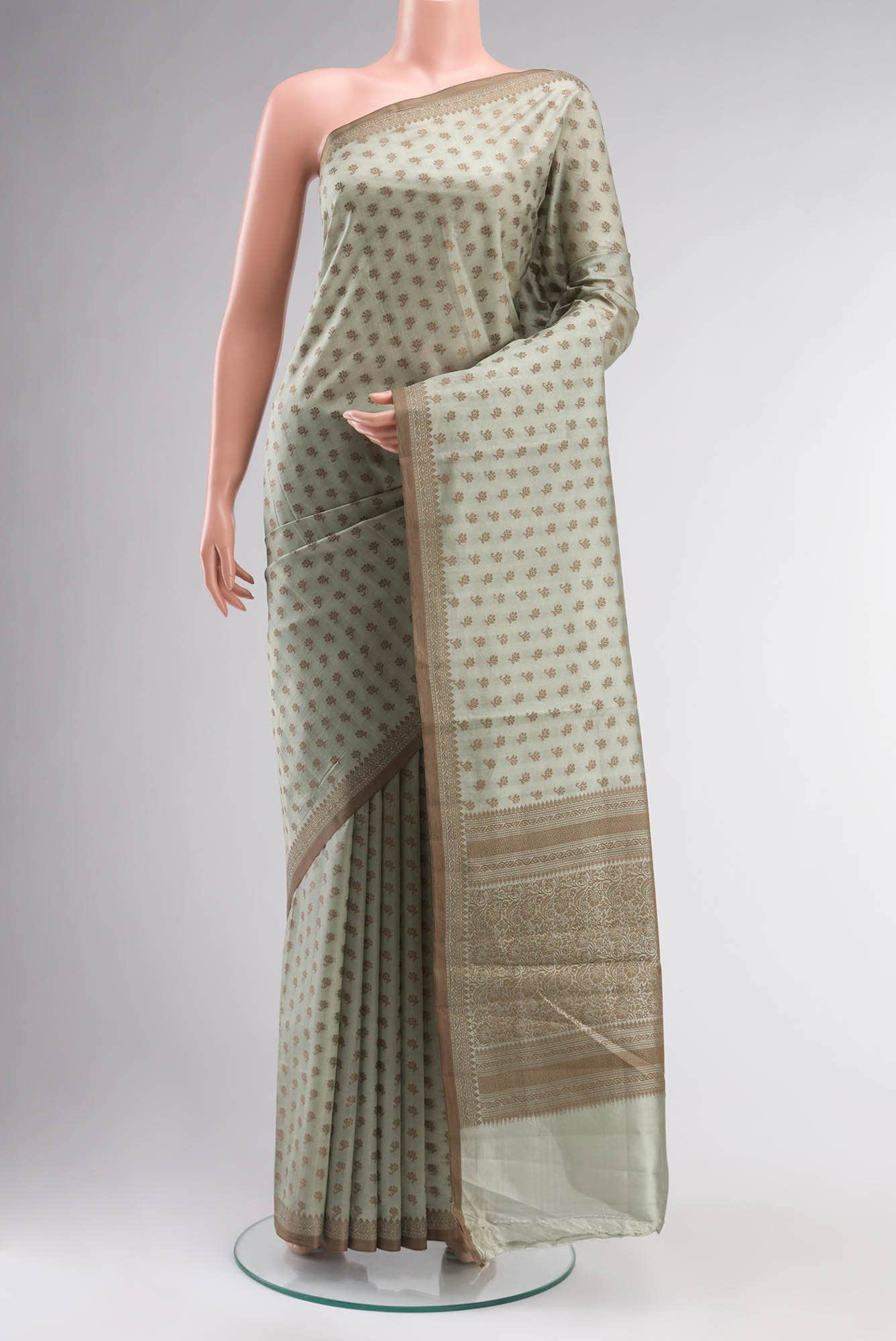 Green Banarasi Raw Silk Saree
