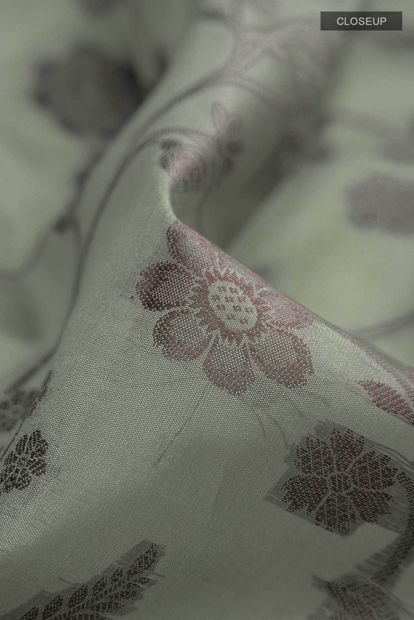 Sage Green Banarasi Raw Silk Saree