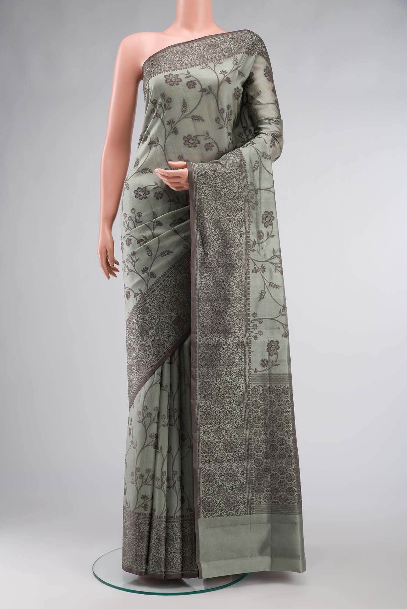 Sage Green Banarasi Raw Silk Saree