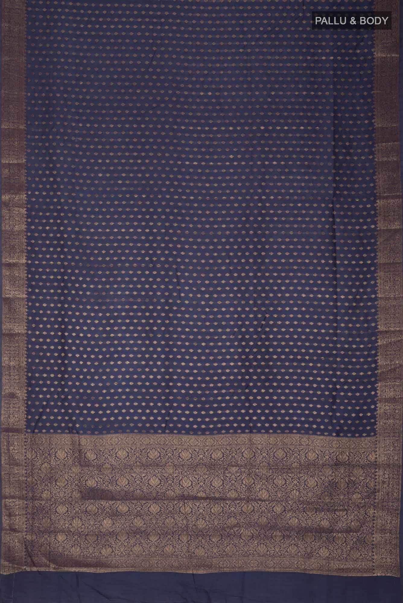 Blue Grey Banarasi Raw Silk Saree
