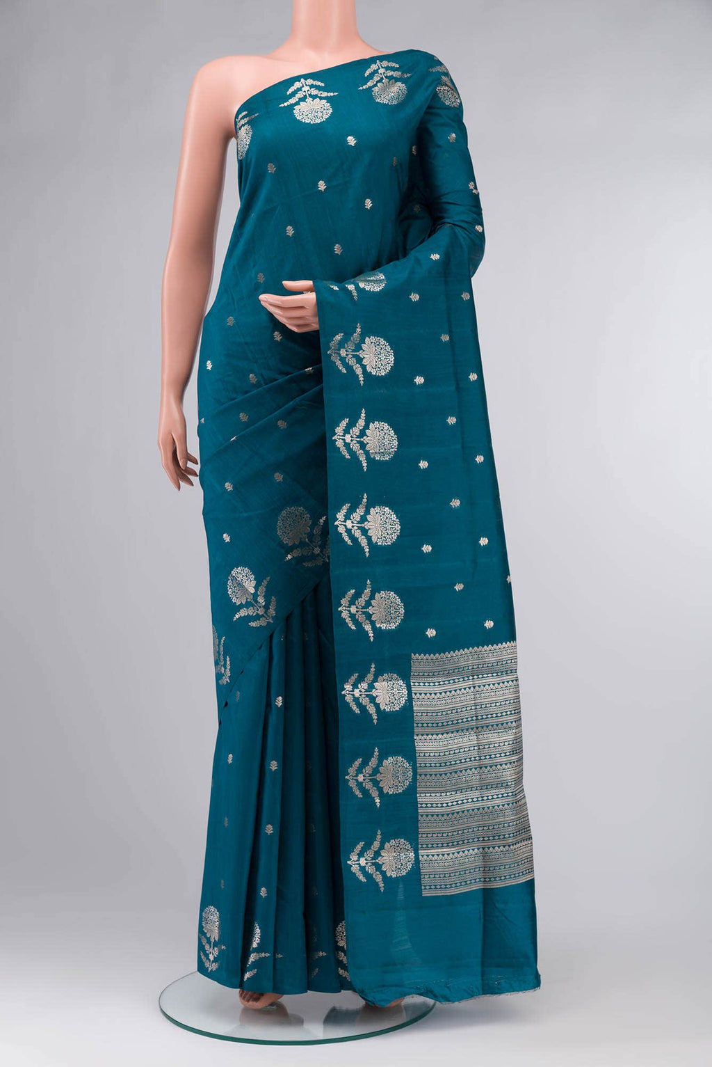 Blue Banarasi Raw Silk Saree
