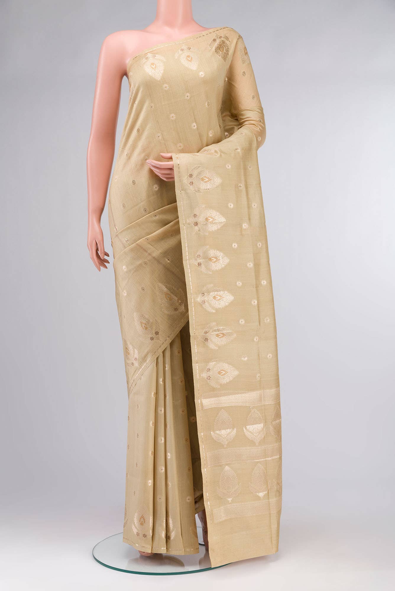 Beige Banarasi Raw Silk Saree
