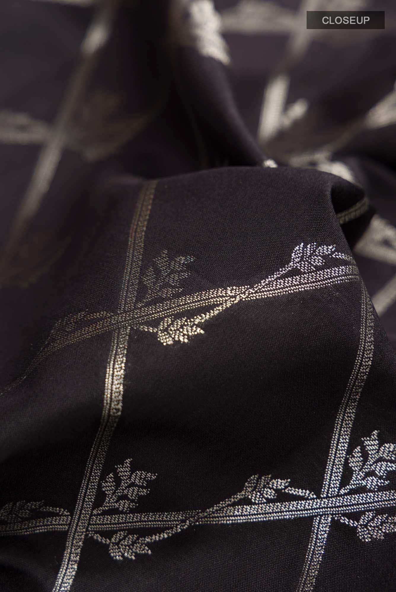 Black Banarasi Raw Silk Saree