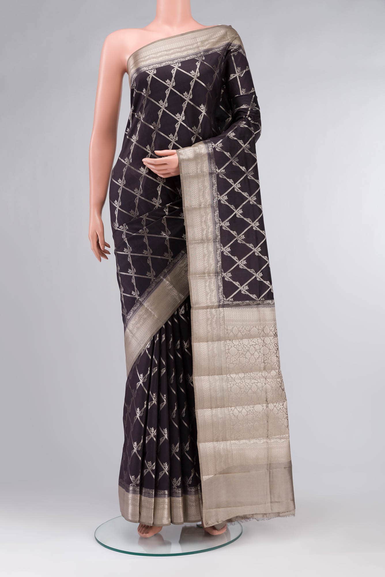 Black Banarasi Raw Silk Saree