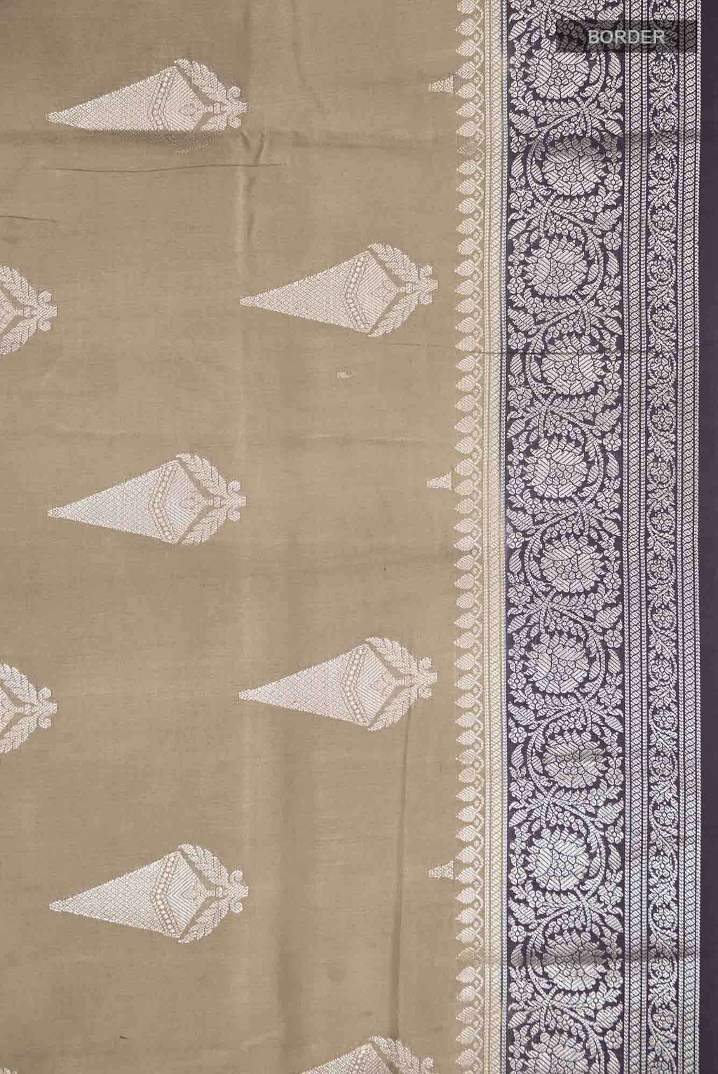 Dark Beige Banarasi Raw Silk Saree
