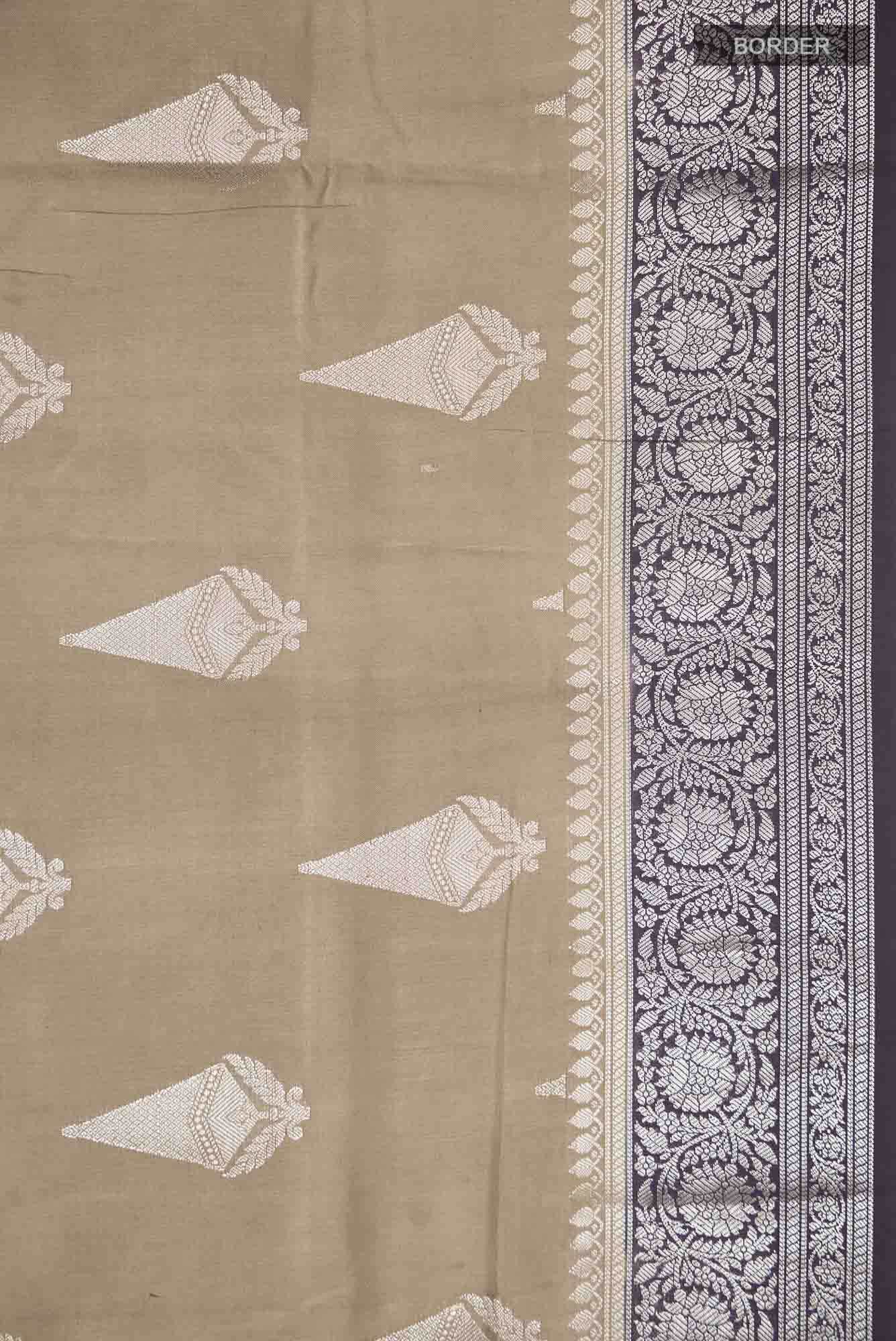 Dark Beige Banarasi Raw Silk Saree