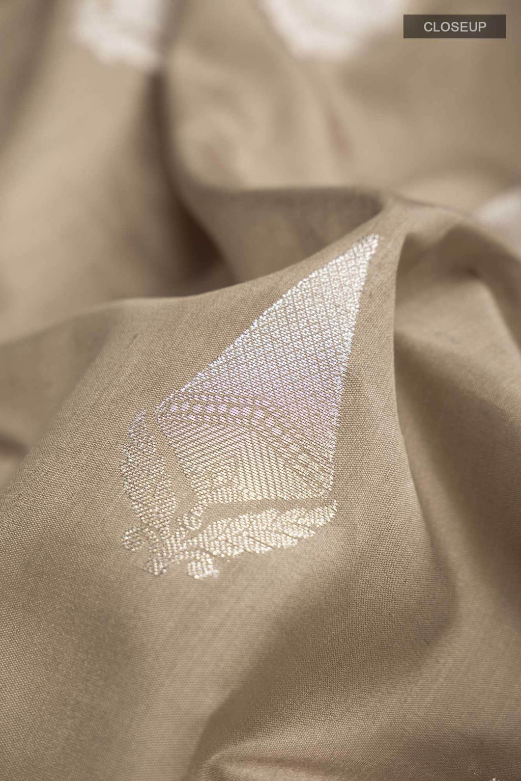 Dark Beige Banarasi Raw Silk Saree