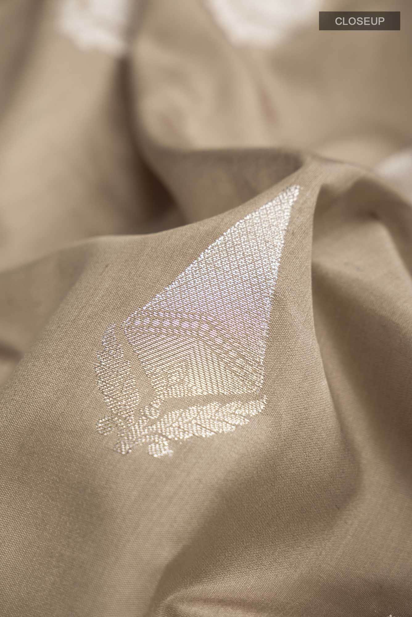 Dark Beige Banarasi Raw Silk Saree