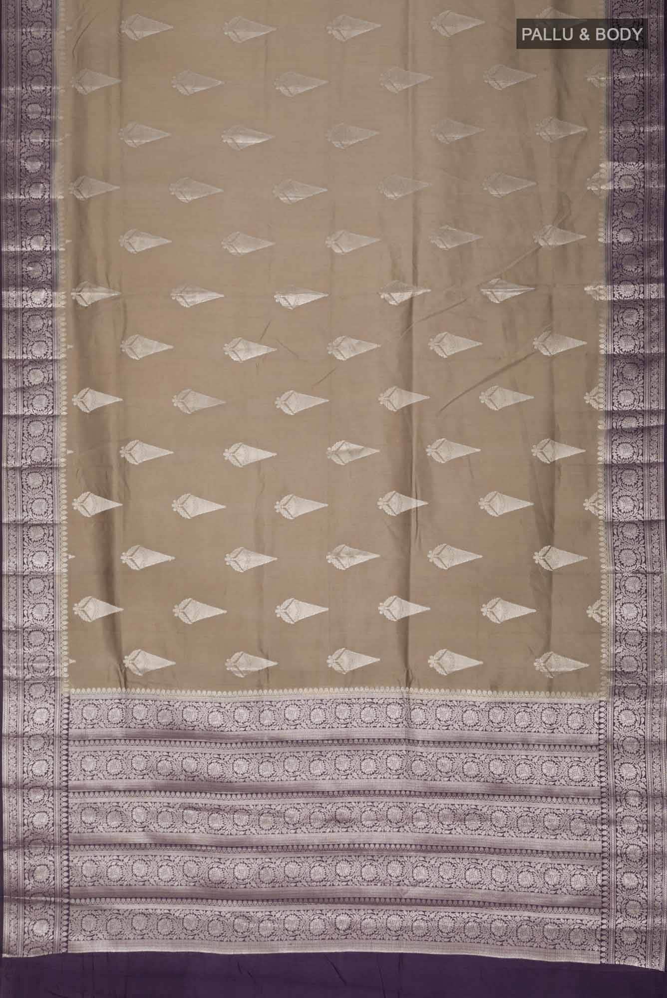 Dark Beige Banarasi Raw Silk Saree