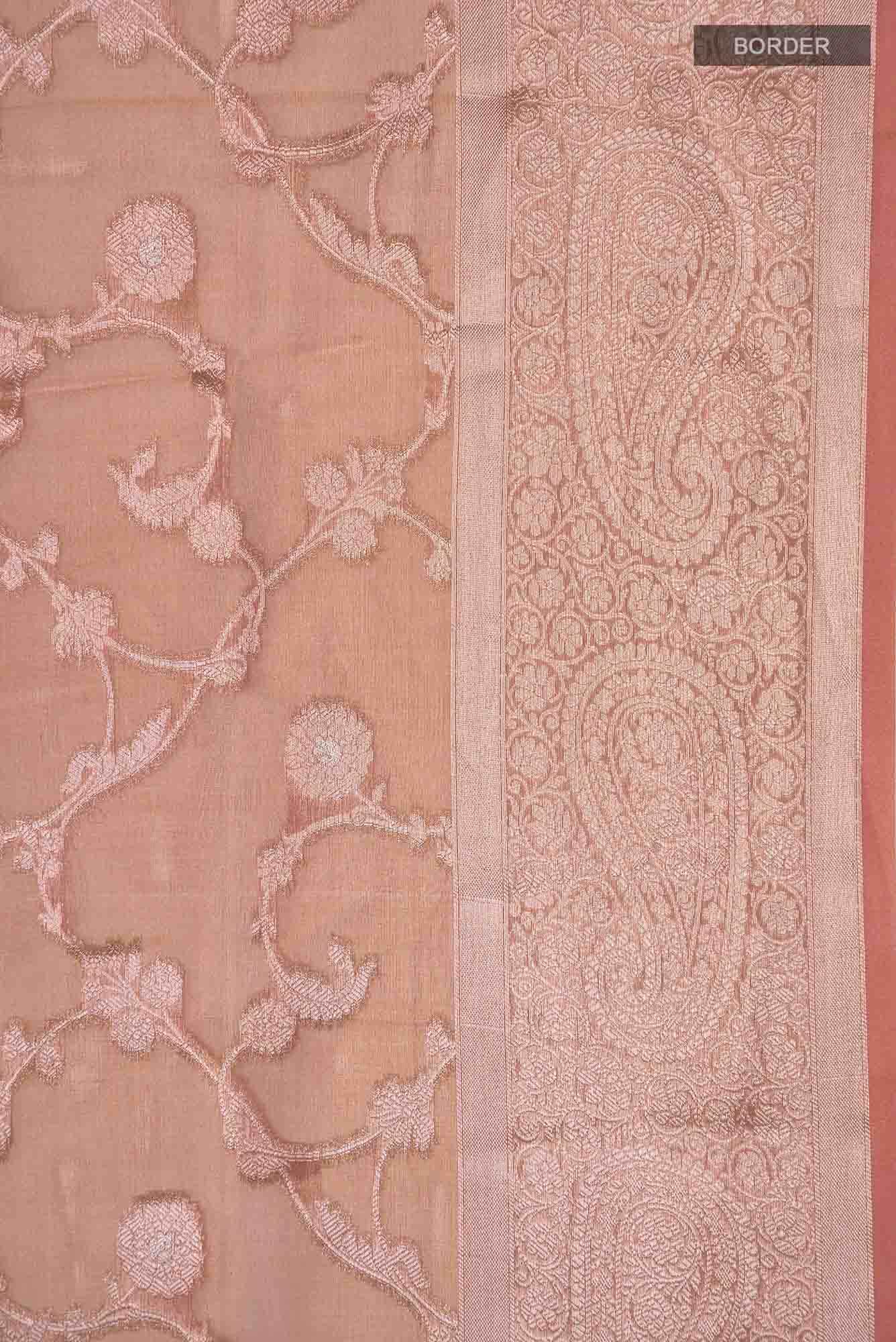 Rose Gold Banarasi Tissue Silk Saree