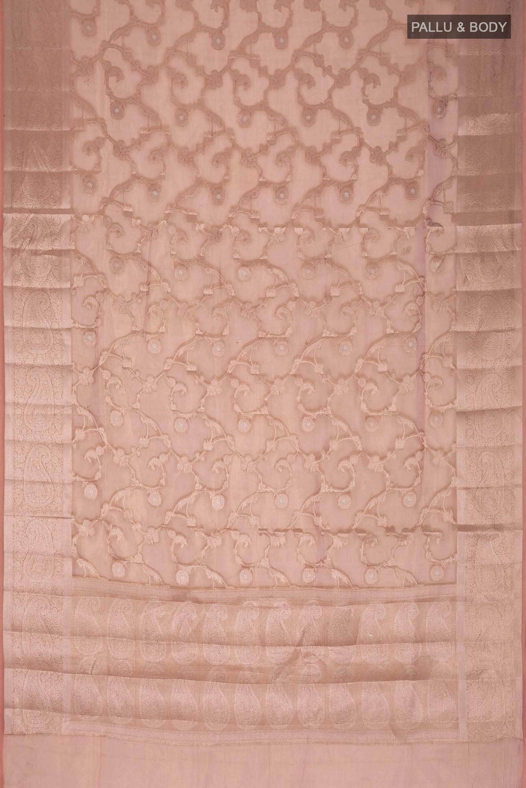 Rose Gold Banarasi Tissue Silk Saree
