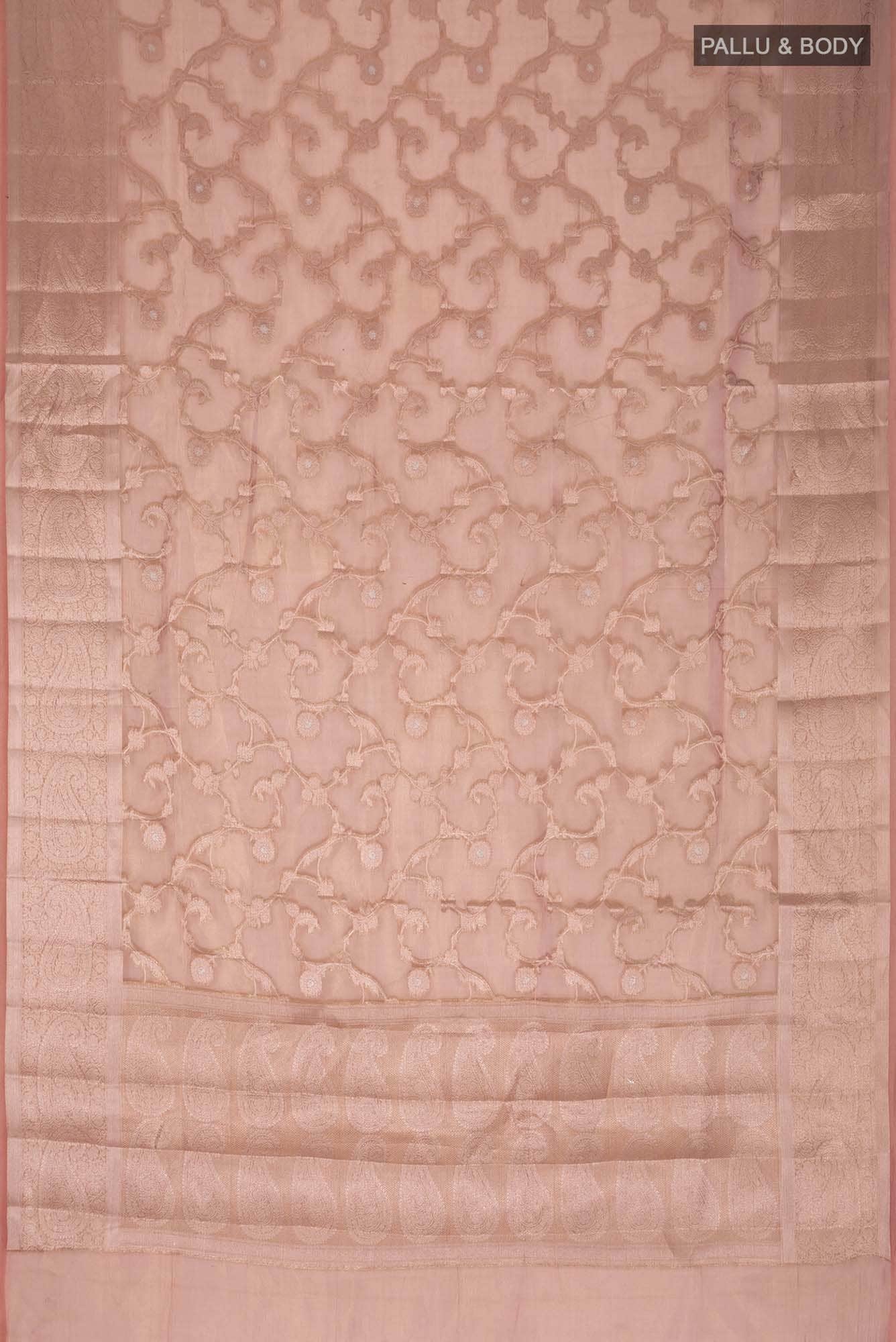 Rose Gold Banarasi Tissue Silk Saree