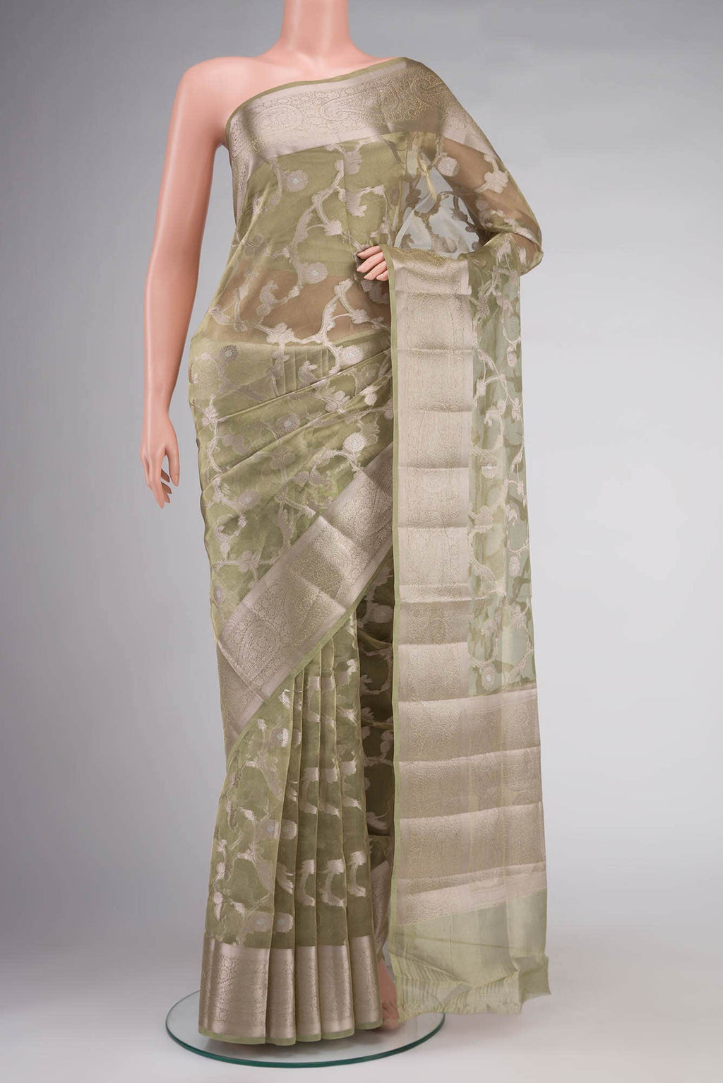 Light Green Banarasi Tissue Silk Saree