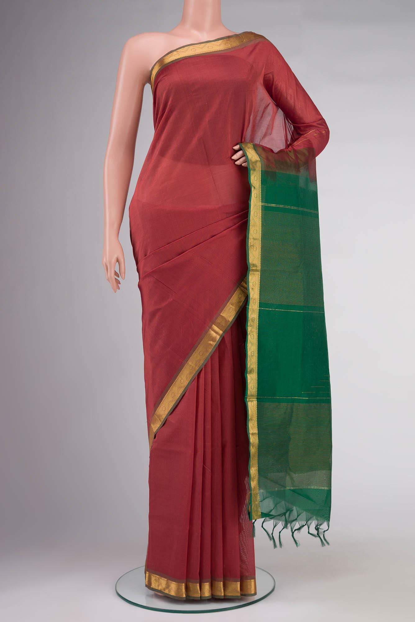 Rust Silk Cotton Saree