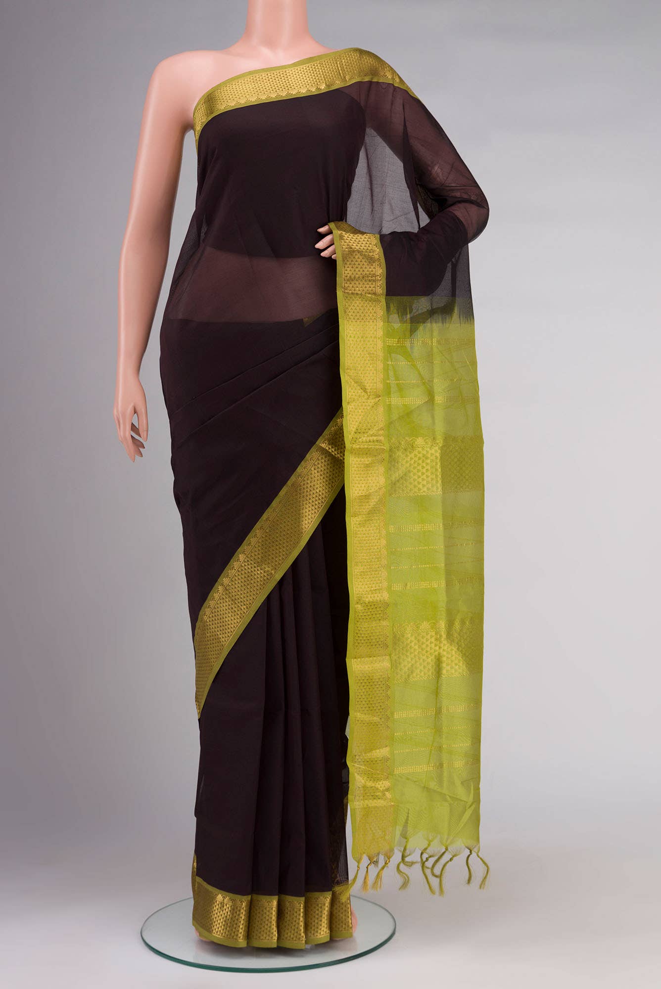 Brown Silk Cotton Saree