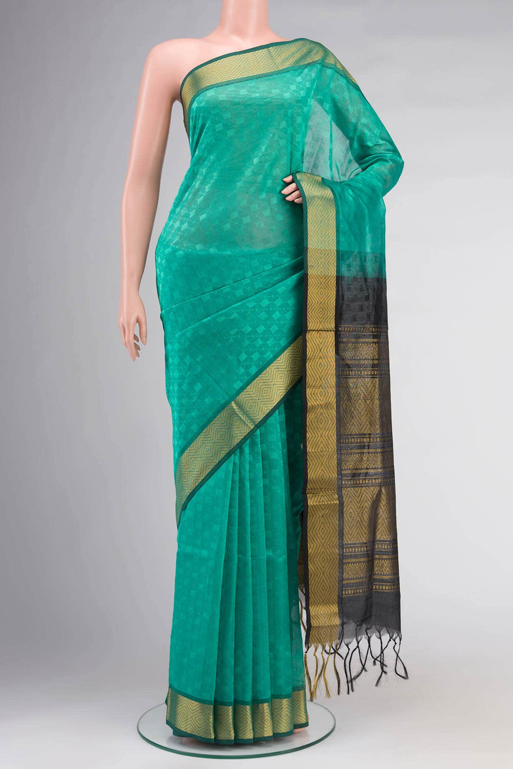 Teal Silk Cotton Saree