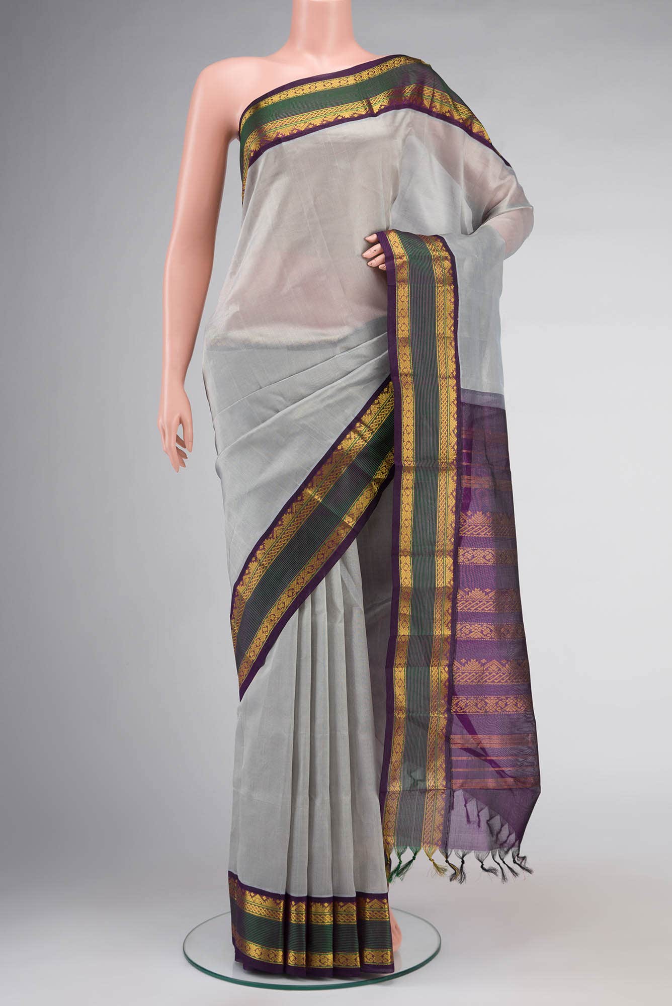 Grey Silk Cotton Saree