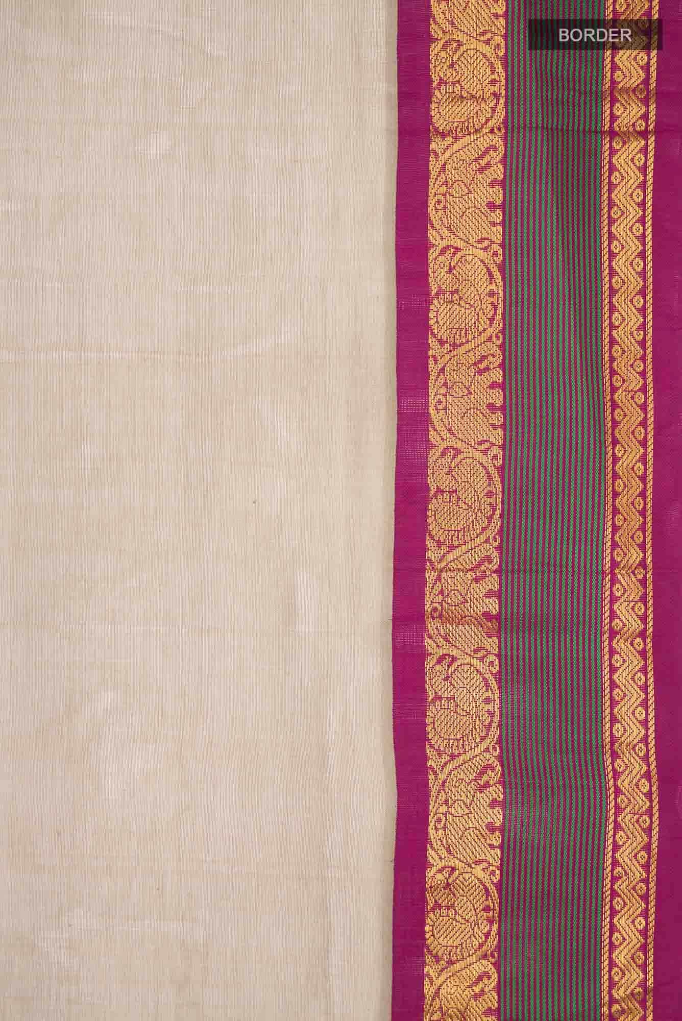 Beige Silk Cotton Saree
