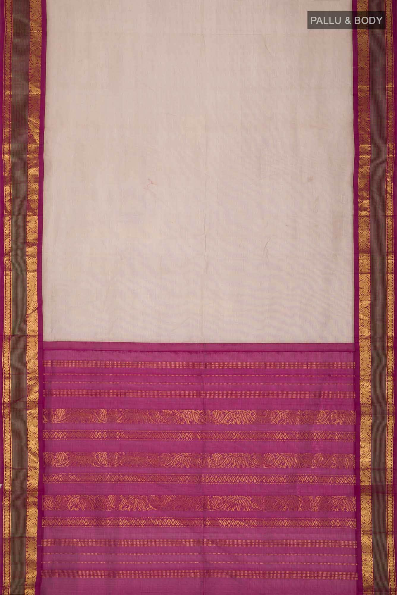 Beige Silk Cotton Saree