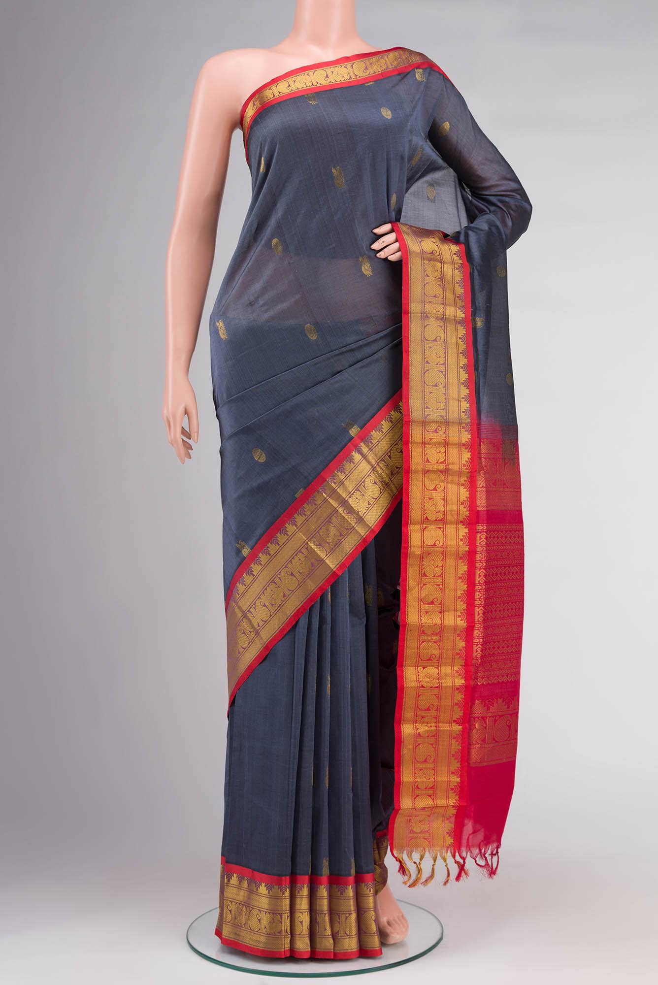 Grey Silk Cotton Saree
