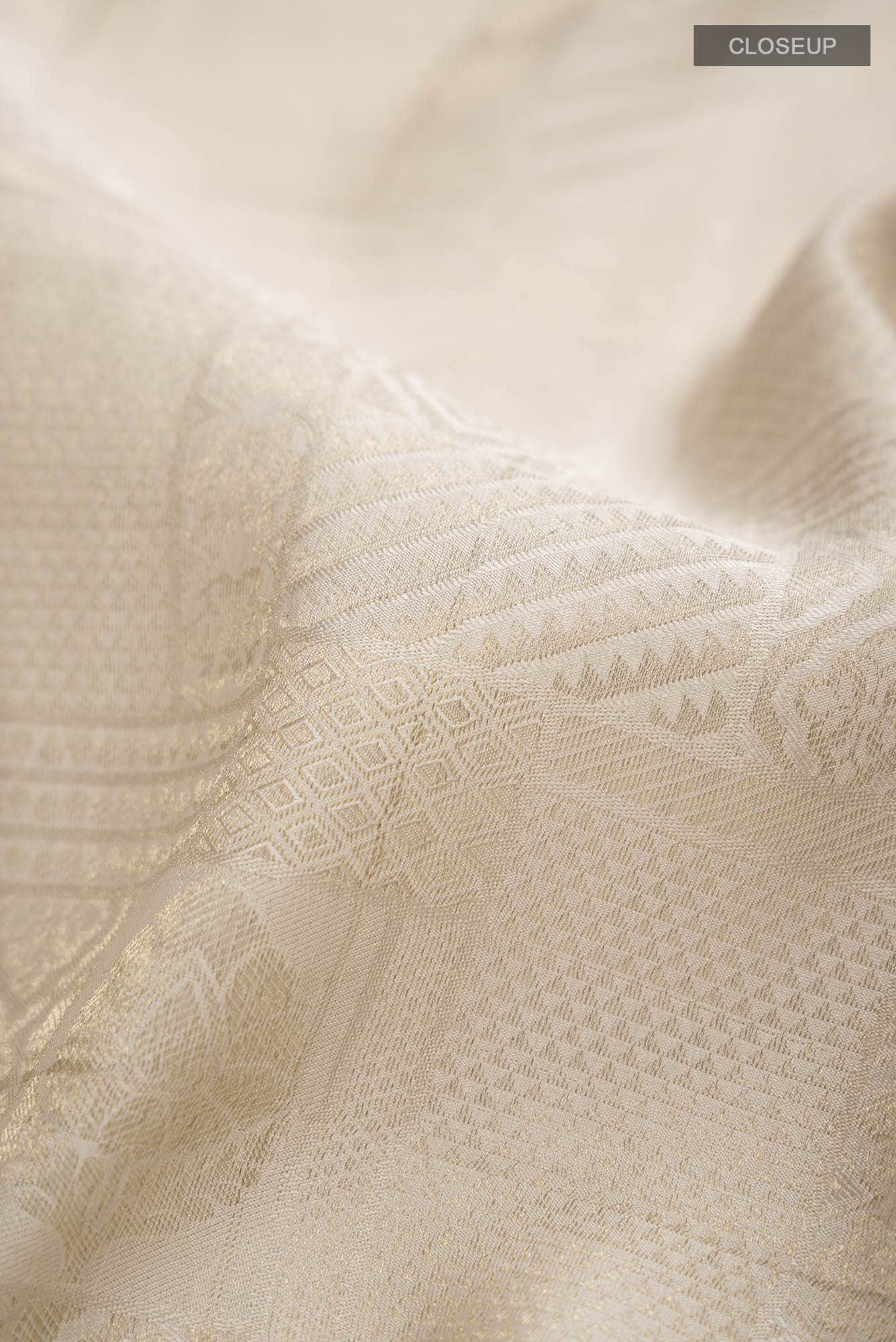 Beige Mysore Crepe Saree