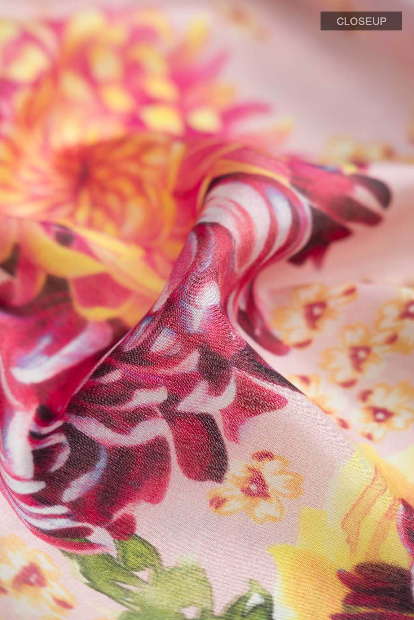 Rose Gold Mysore Crepe Saree