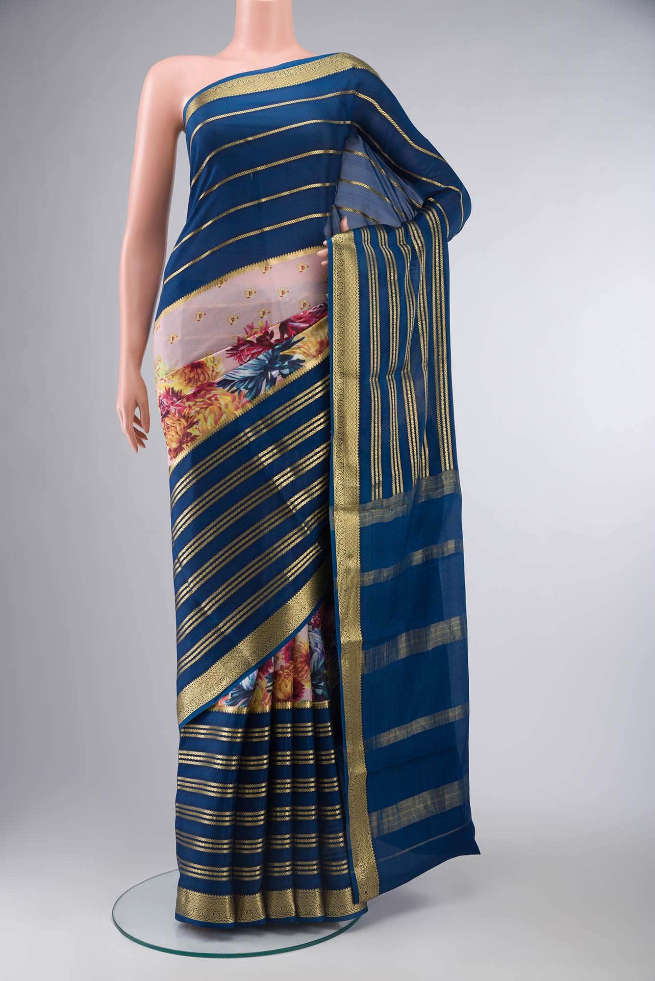 Rose Gold Mysore Crepe Saree