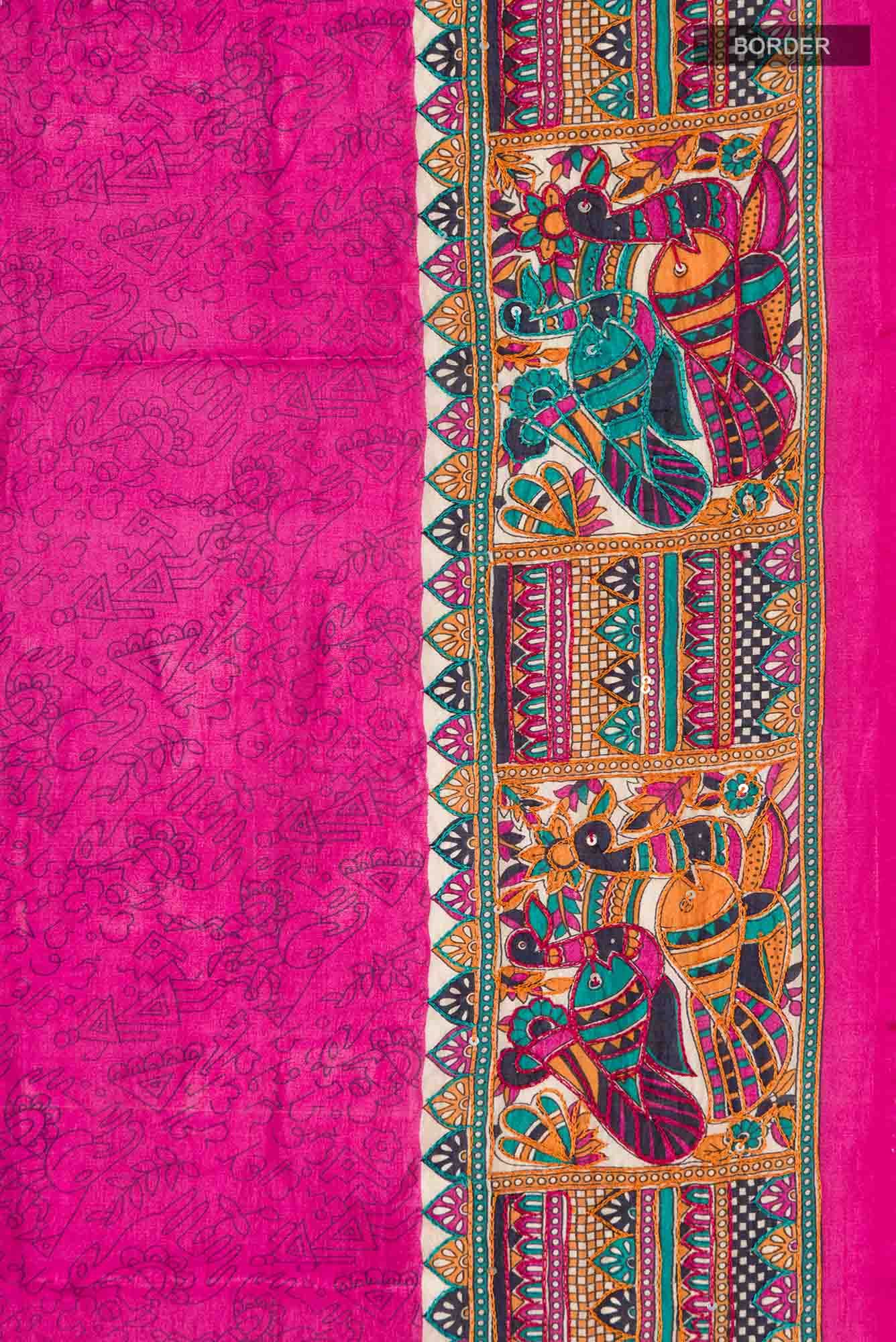 Pink Raw Silk Saree