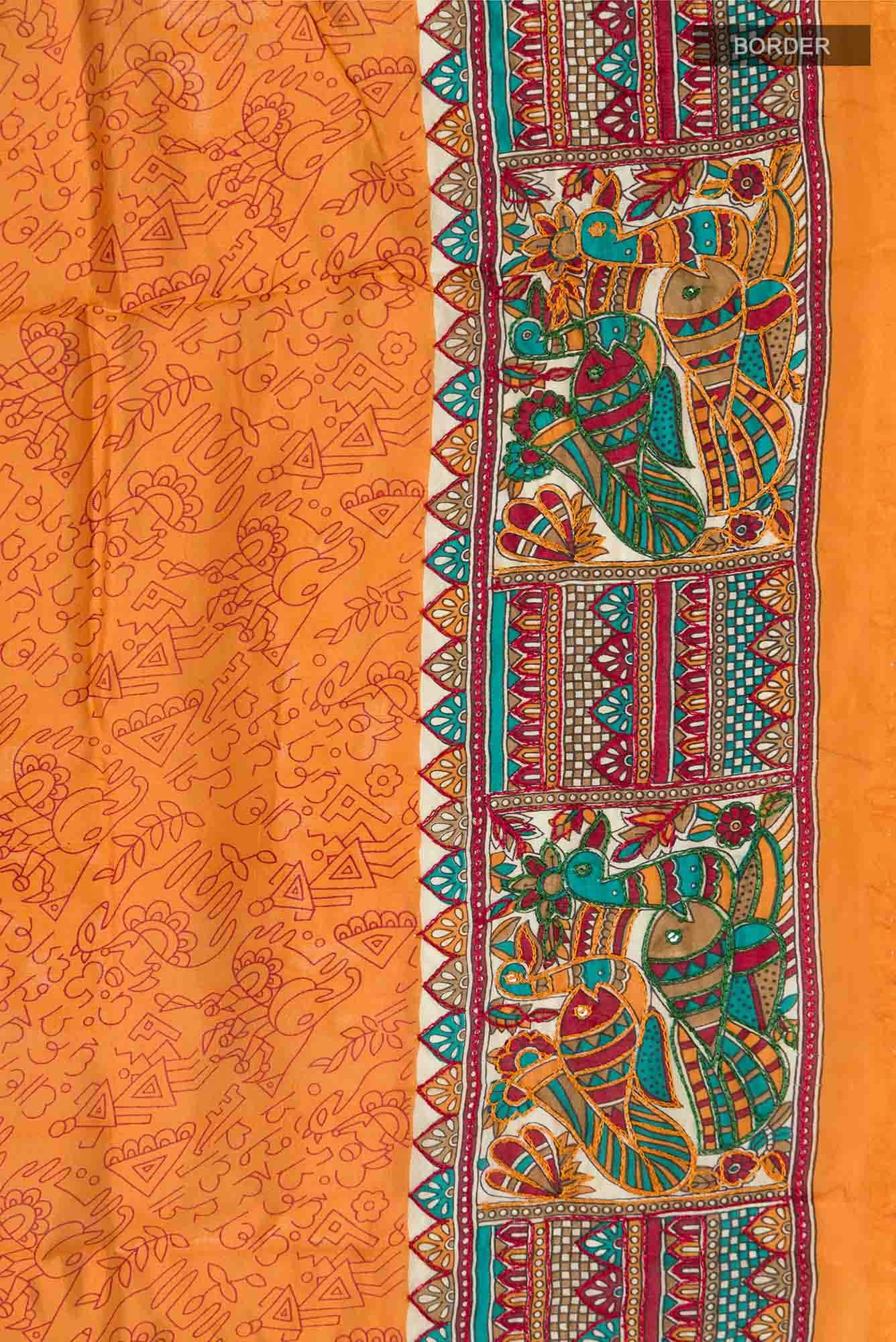 Mustard Raw Silk Saree