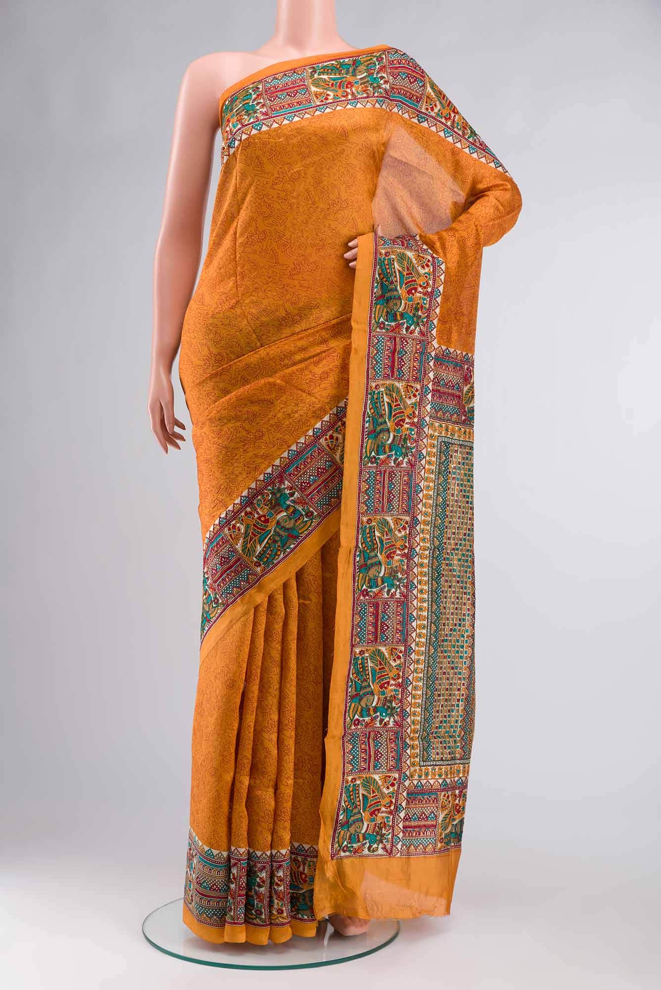 Mustard Raw Silk Saree
