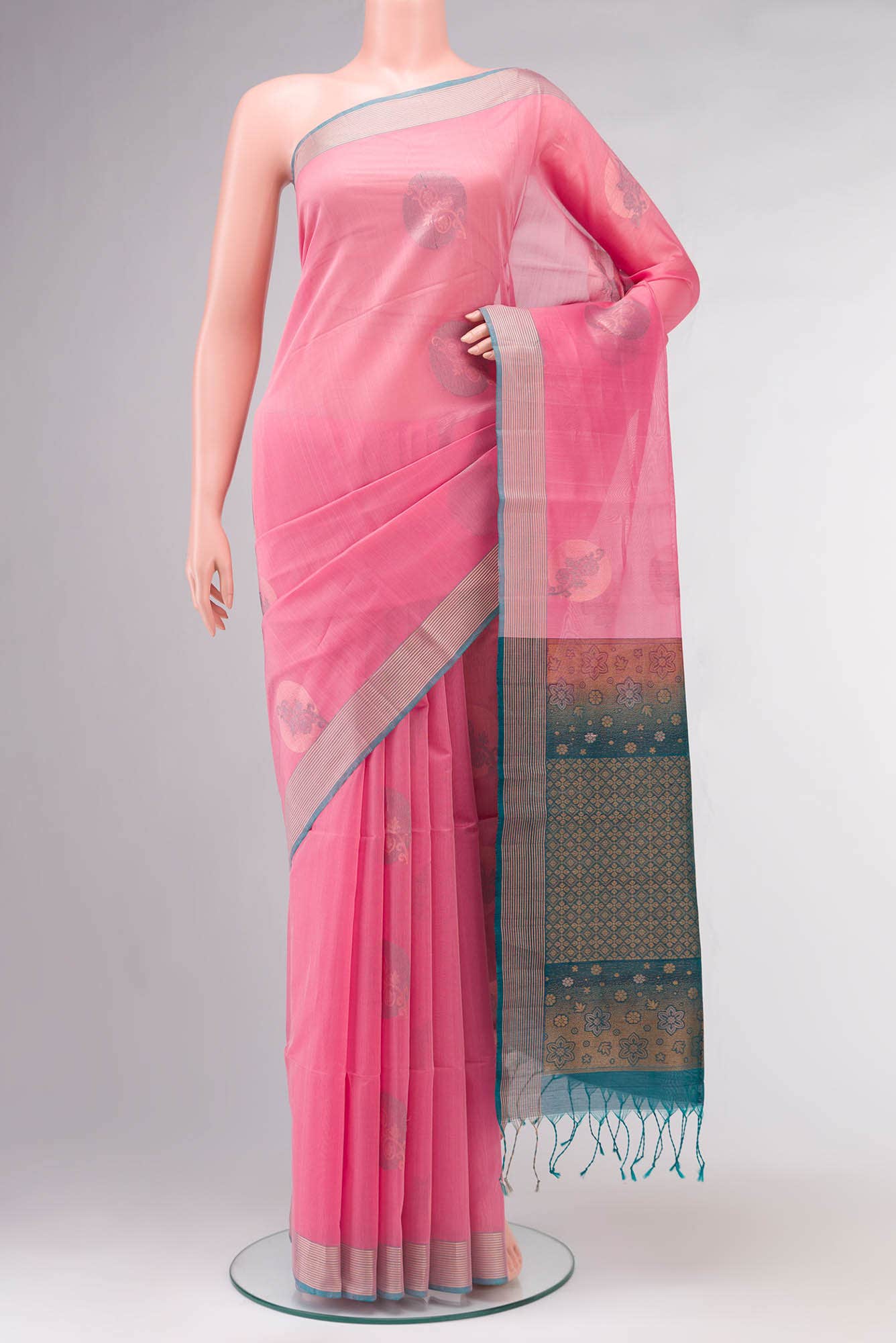 Rose pink Silk Cotton Saree