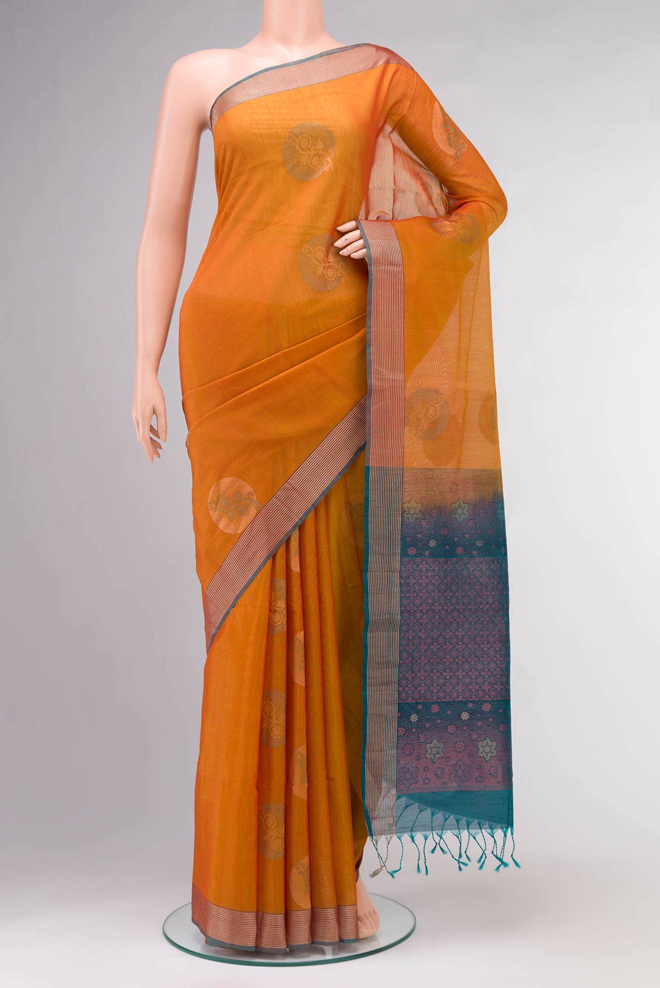 Mustard Silk Cotton Saree