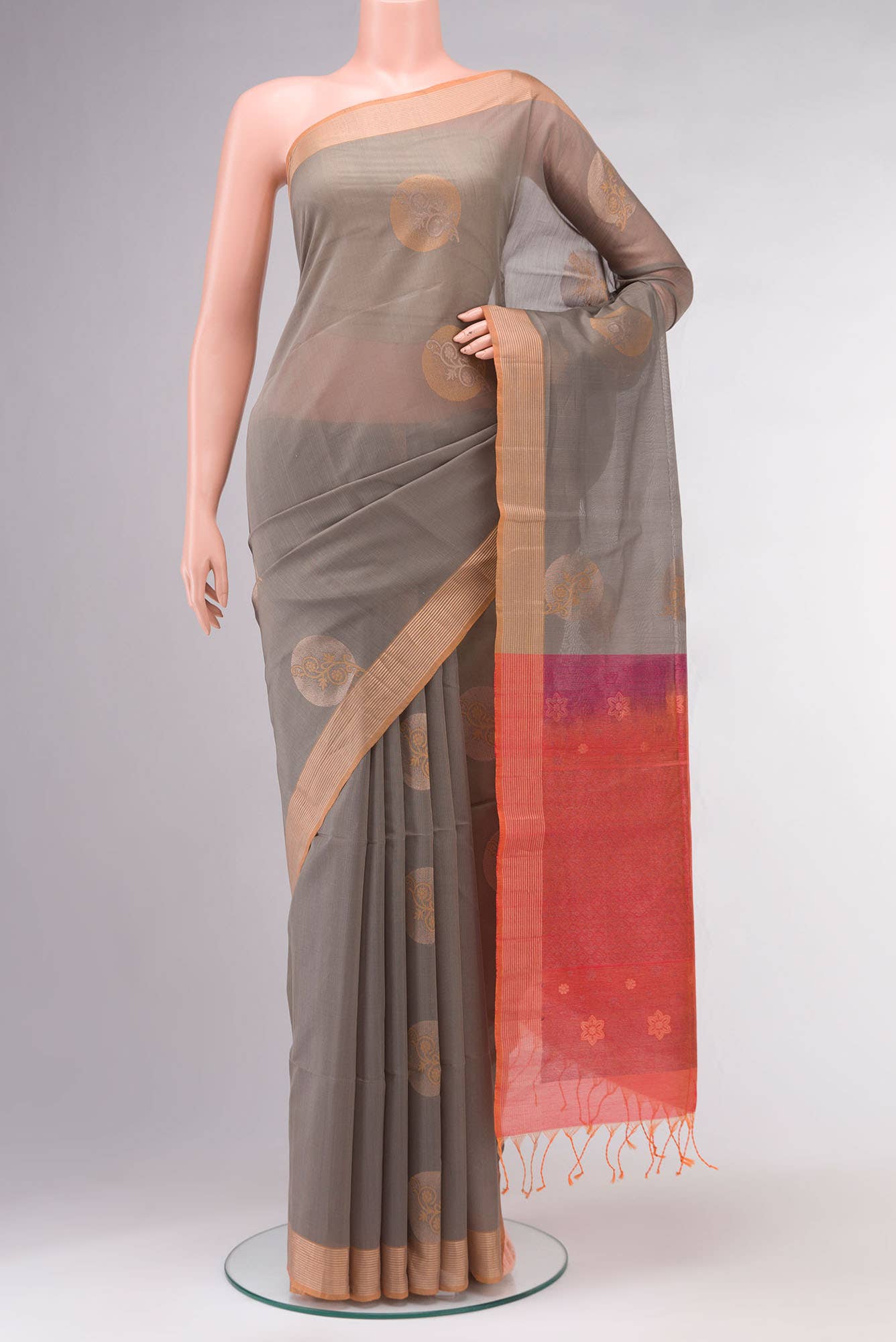 Grey Silk Cotton Saree