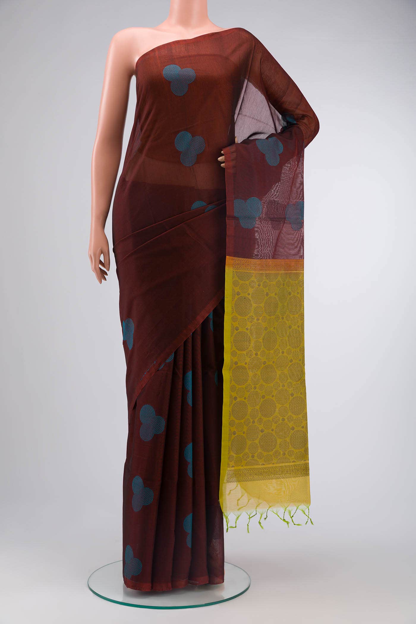 Brown Silk Cotton Saree